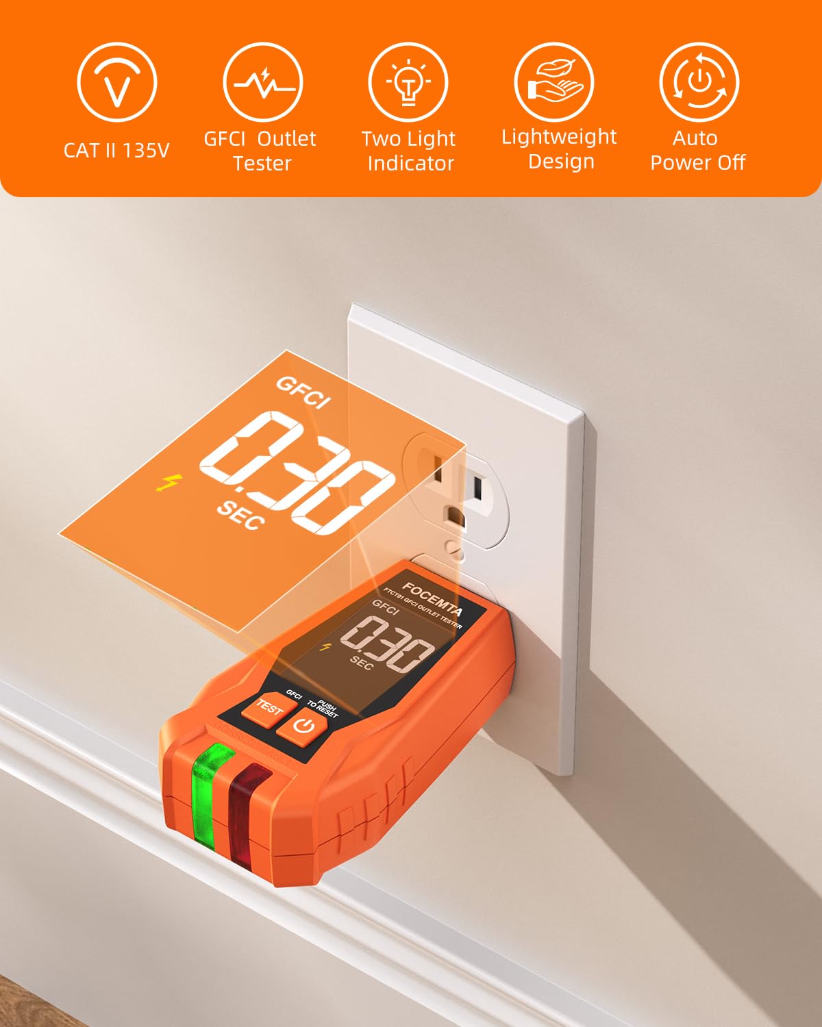 Circuit Breaker Finder & GFCI Outlet Tester with Digital LCD Display, 90-135V Electrical Circuit Tracer Tool for Electricians/DIY – Lightweight (Includes Batteries & Carrying Case)