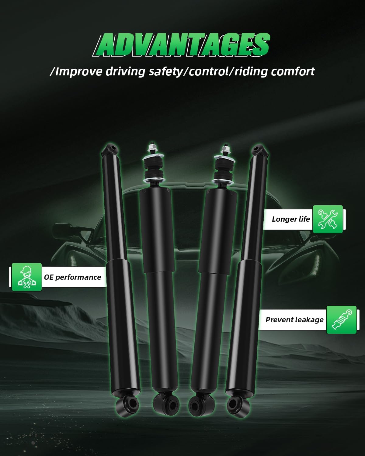 SCITOO Shocks Struts,Front Rear Shock Absorbers Strut Kits Compatible with 1990 1991 1992 1993 1994 1995 1996 Ford F-150 344049 37095 344079 37039 Auto Shocks Struts