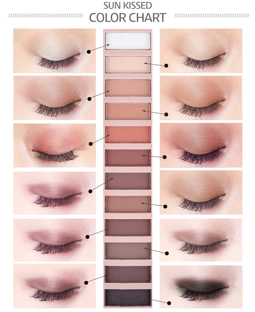 2 Pack 12 Colors Makeup Nude Colors Eyeshadow Palette Natural Nude Matte Shimmer Glitter Pigment Eye Shadow Pallete Set Waterproof Smokey Professional Beauty Makeup Kit (2 PCS)