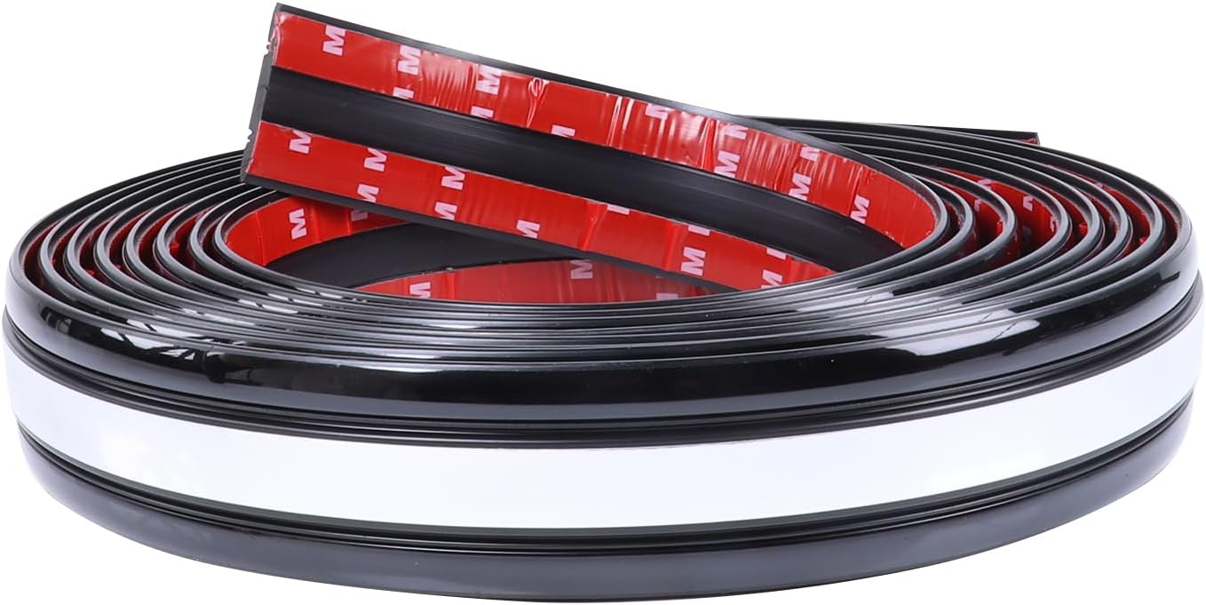 12Ft Automotive Trim Molding 43mm Wide Heavy Duty Car Side Moldings Self Adhesive, UV Protected Scratch-Proof for Truck RV Boat Body Bumper Door Window (Black with Chrome)