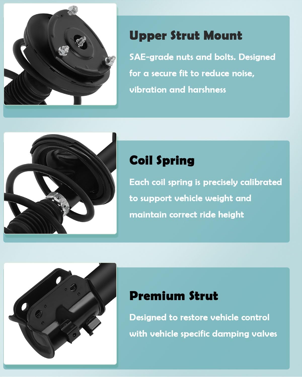 SCITOO Front and Rear Shock Absorber Assembly Fit for 2007-2008 for Hyundai Entourage, 2006-2012 2014 for Kia Sedona, Complete Shock and Strut Assembly Kit Fit for 172918 172917 349094 37307 4PCS