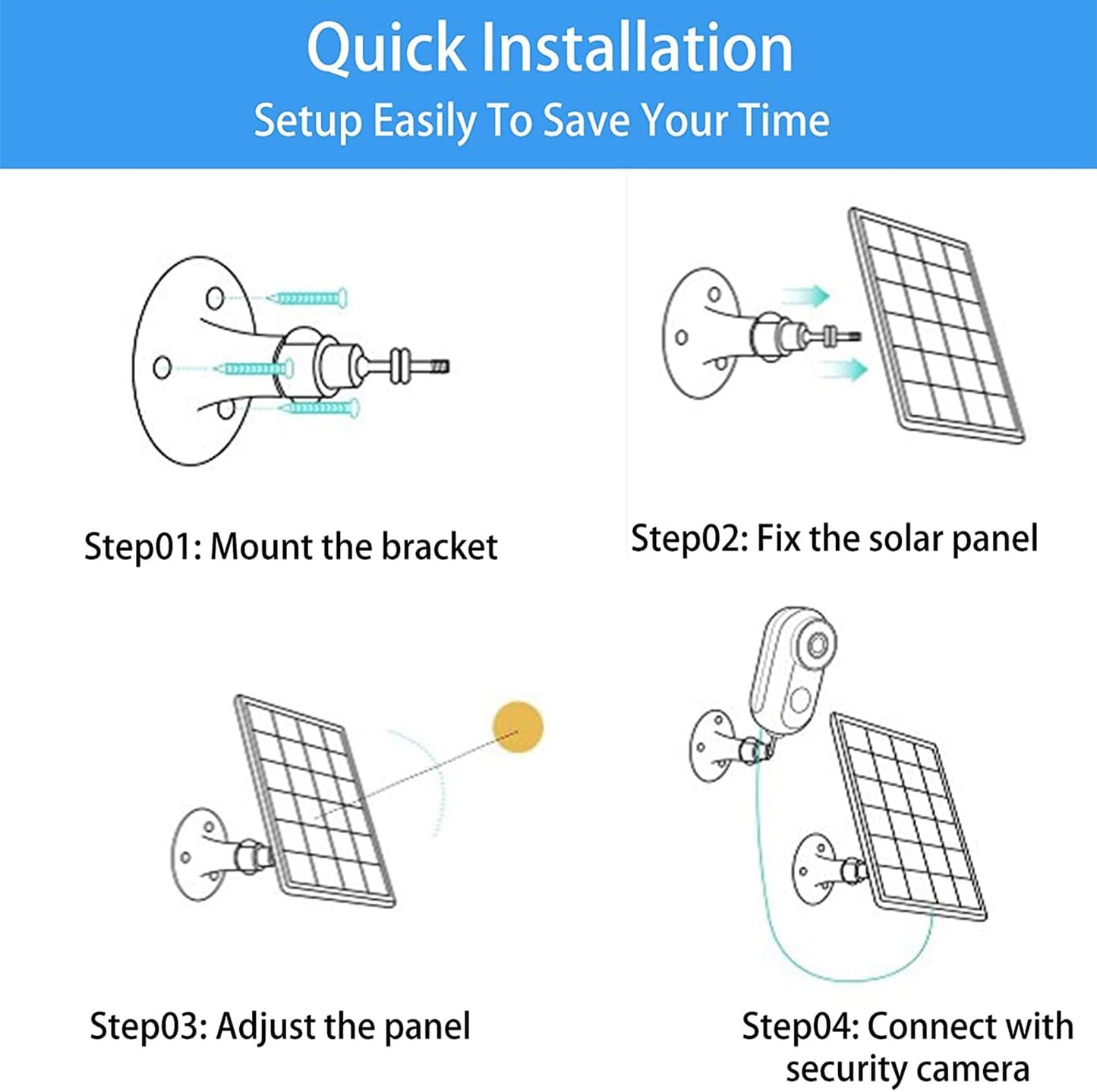 Upgrade 3 Pack 5W Solar Panel Charging Compatible with Arlo Pro 3/4/5S/Ultra/Ultra 2/Go 2 Continuous Power Supply IP65 Weatherproof with 9.8ft/3m Charging Cable and Adjustable Wall Mount