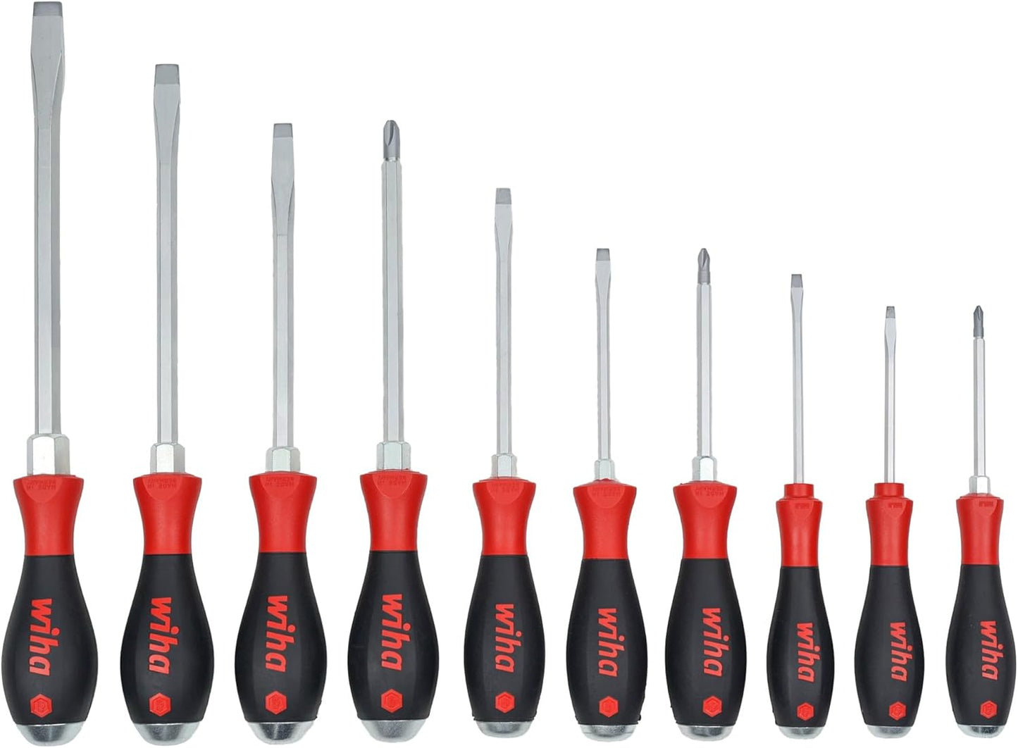 Wiha 53180 10 Piece SoftFinish XHeavy Duty Cushion Grip Screwdriver Tray Set