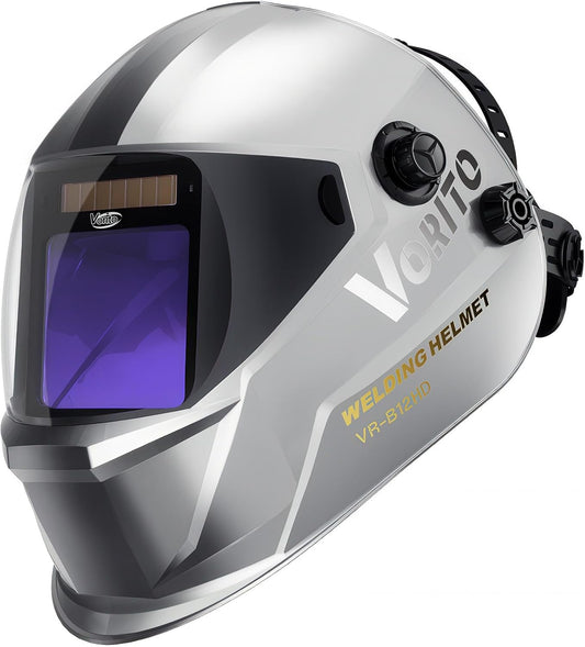 Welding Helmet Auto Darkening True Color Large Viewing, Welding Hood Solar/Battery Powered, Wide Shade 4/5-13 with 4 Arc Sensor, 1/1/1/1 Optical Clarity Welder Mask for TIG MIG Stick Cut Grind