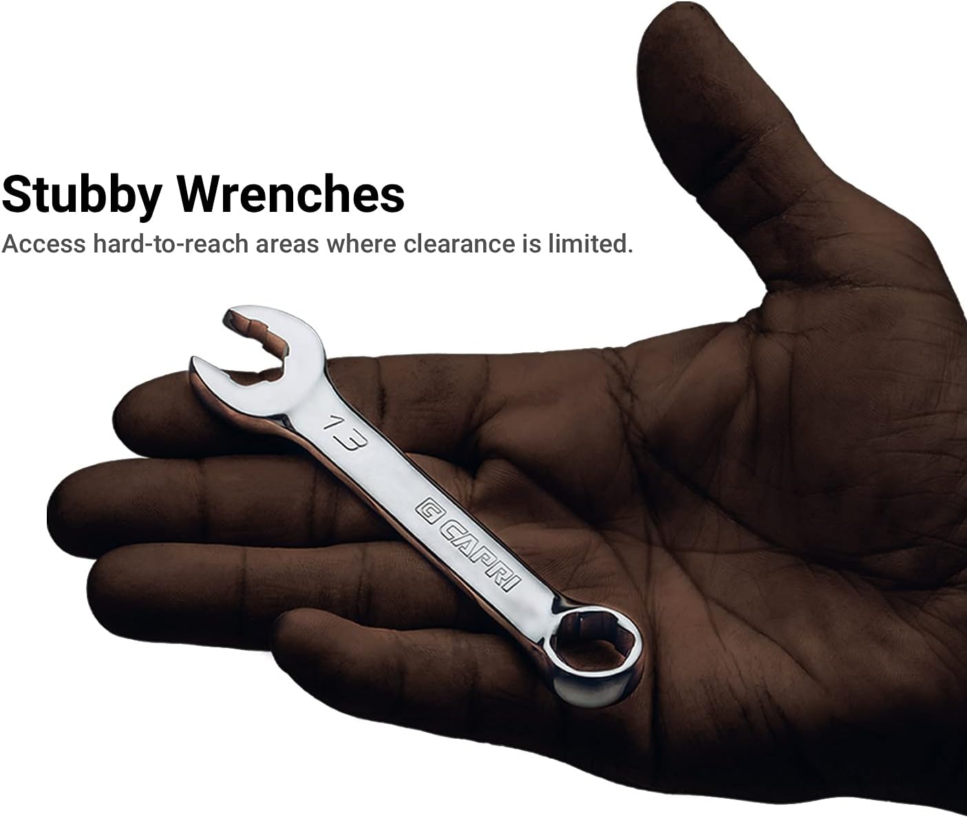 Capri Tools XT90 WaveDrive Pro Combination Wrench Set for Regular and Rounded Bolts (20-Piece Metric & SAE (Stubby) / Mechanic's Tray)