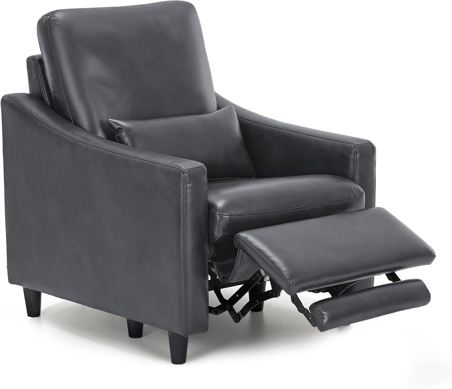 COLAMY Pushback Electric Recliner Chair, Premium Leather Upholstery with Adjustable Angles, Extra Lumbar Pillow, Built-in Charging Port, Business-Casual Style for Living Room,Grey