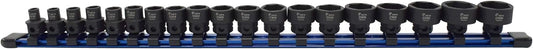 Astro Tools 78319 19pc 3/8" Drive 6-24mm Low Profile Nano Impact Socket Set - No Skips
