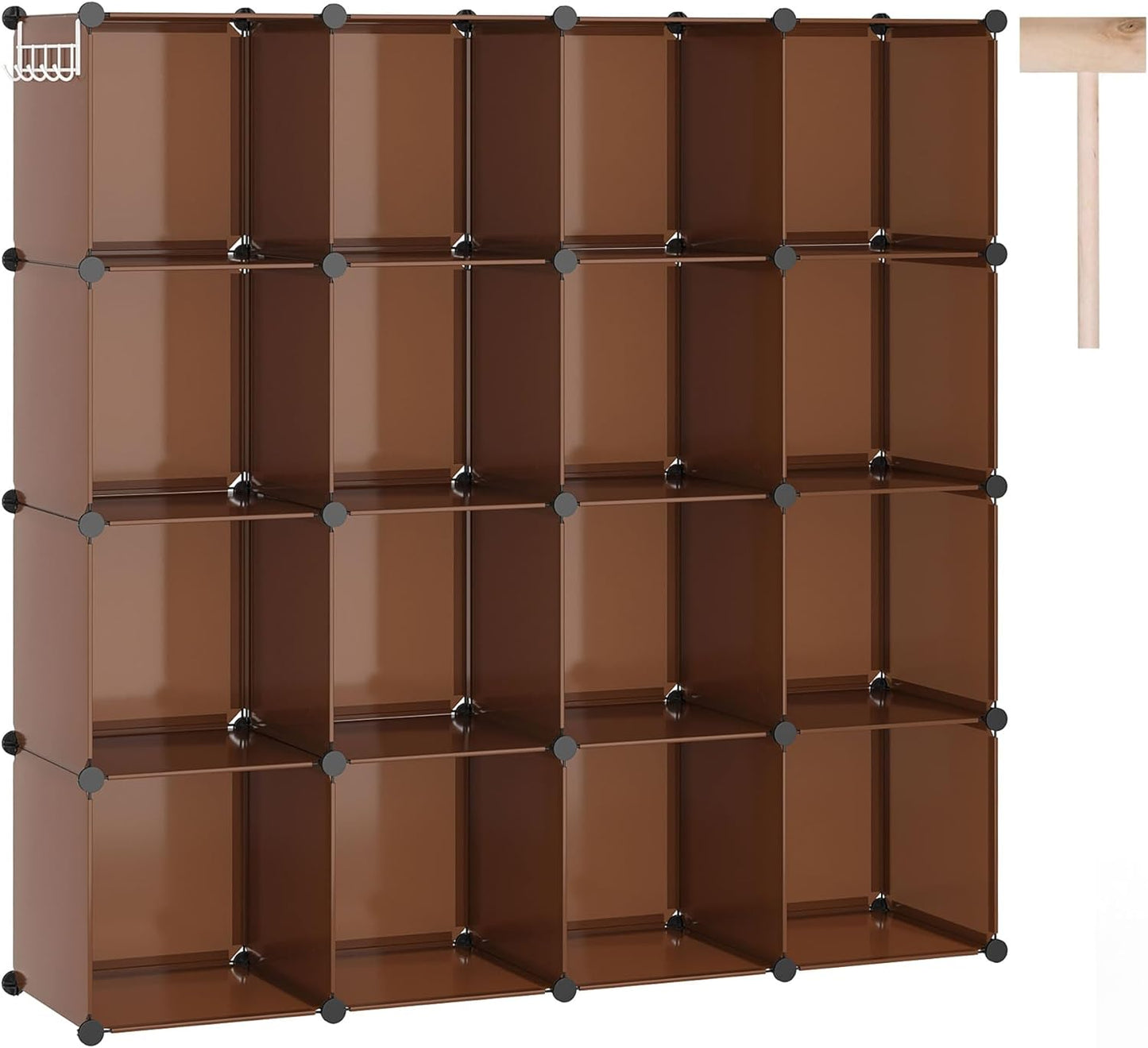 C&AHOME Cube Storage Organizer, 16-Cube Shelves Units, Plastic Storage Cubes, DIY Closet Organizer, Modular Closet Storage Shelves Ideal for Home, Bedroom, 48.4" L × 12.4" W × 48.4" H Black SUM3016H