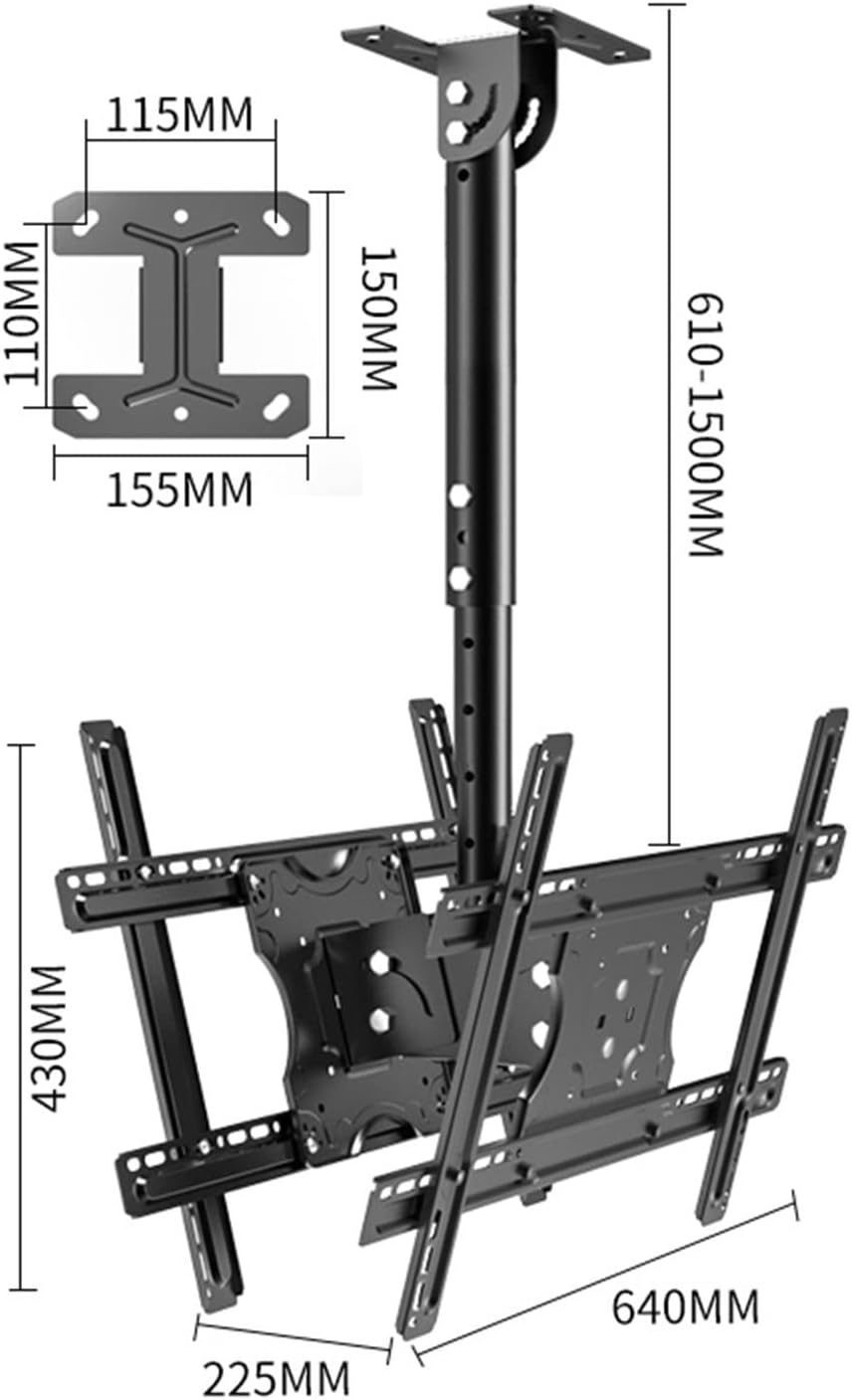 Universal TV Stand, TV Ceiling Mount, Adjustable Bracket, Fits 55-75 Inch LCD LED 4K TVs, Adjustable Height, Telescoping Tilt and Swivel, VESA 600x400mm