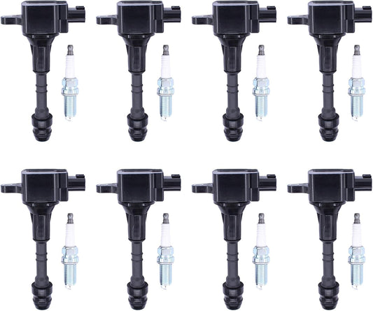 ApplianPar Ignition Coil and Spark Plug for Nissan Armada Pathfinder Titan NV2500 NV3500 for Infiniti QX56 5.6 V8