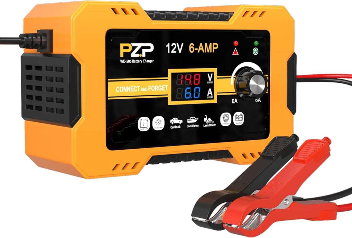 12V 24V Manual Battery Charger Maintainer, 0 to 15A Arbitrarily Adjustable Car Battery Trickle Charger, Battery Desulfator with Repair, Winter Mode, Suitable for AGM Gel Deep Cycle Truck RV ATV
