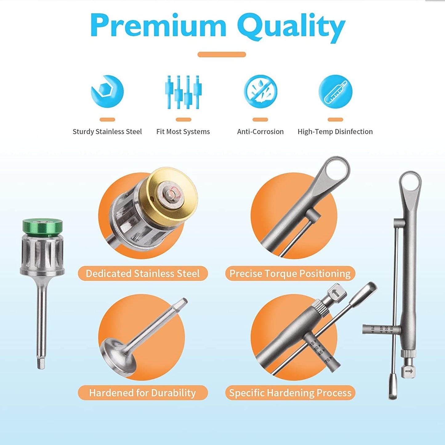 Universal 16 Pcs Universal Implant Prosthetic Kit Long and Short - Dental Implant Driver Kit with Torque Wrench Size 10-70Ncm - Dental Implant Restoration Screwdriver Kit- By PAKMED