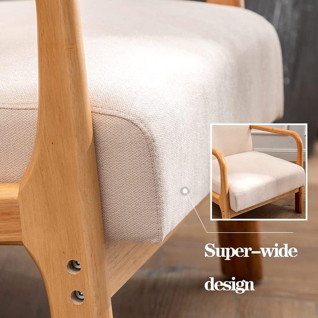 BTZHY Recliner Chair,Leisure Chair Solid Wood Armrest Accent Chair Fabric Upholstered Wooden Lounge Chair Modern Living Room Chairs Arm Chair Reading Chair Comfy Linen Fabric Bedroom Chair