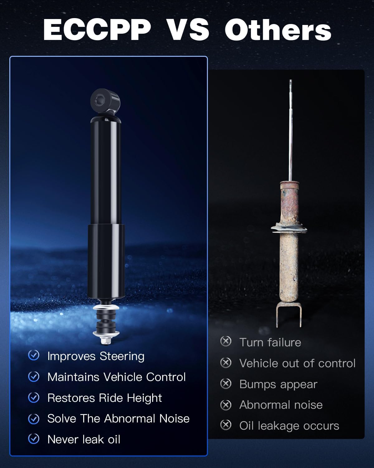 Shocks Frontier,ECCPP Front Rear Shocks Absorbers for Nissan Gas Struts Fits 2000 2001 2002 2003 2004 for Nissan Frontier,2000-2004 for Nissan Xterra Auto Shocks 344469 37245 344015 911172 (Set of 4)