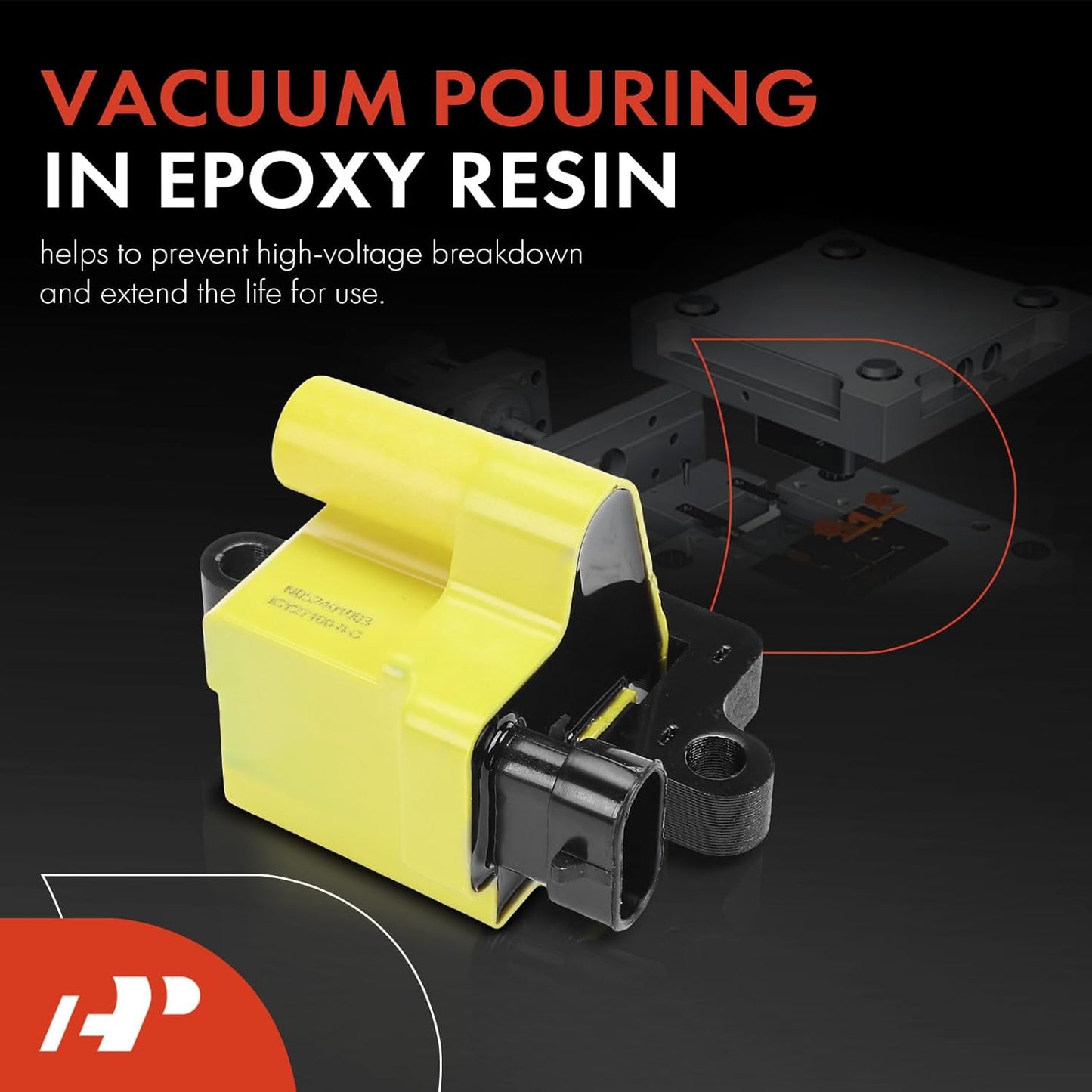A-Premium (Yellow) Engine Ignition Coil Pack Compatible with Chevy Silverado 1500, Tahoe, Suburban, Express & GMC Sierra 3500 Classic, Yukon, Savana & Cadillac Escalade & Workhorse & Isuzu, 8-PC Set
