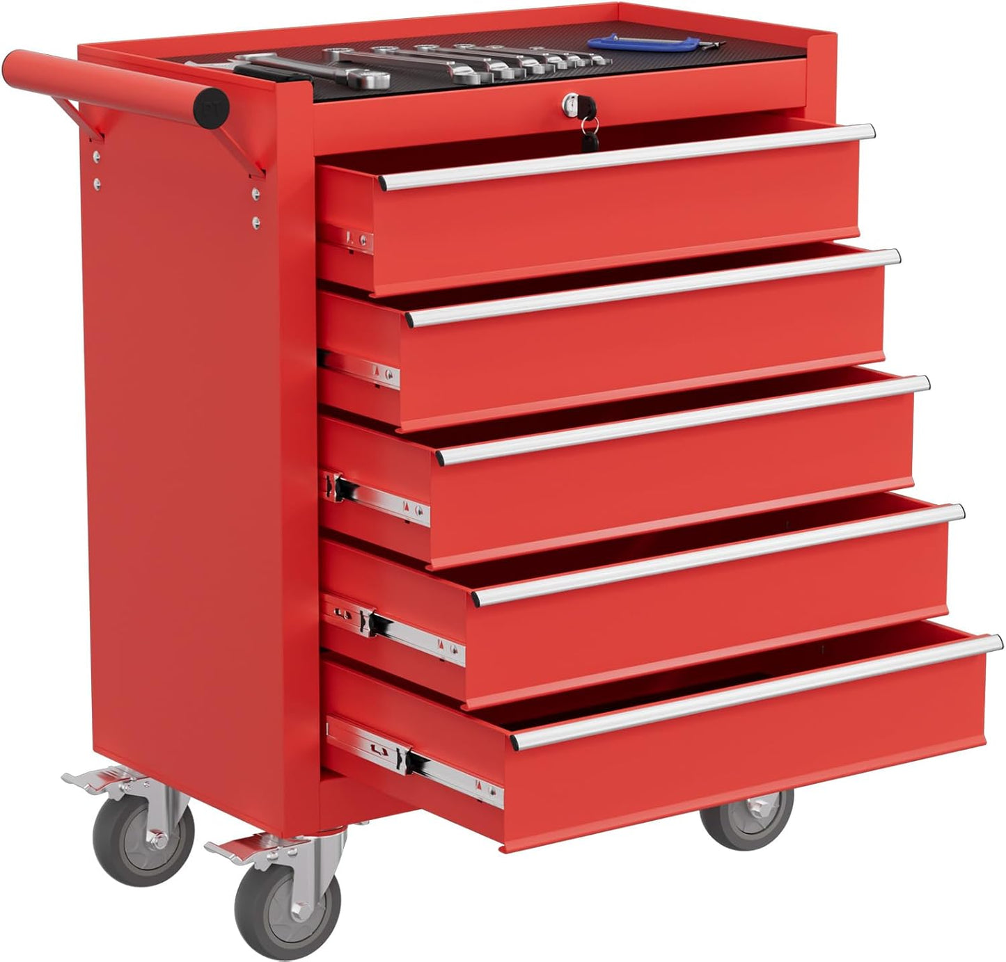 7-Drawer Rolling Tool Chest with Wheels, High Capacity Tool Box with Drawers, Metal Tool Storage Cabinet with Interlock System for Garage, Warehouse and Repair Shopp, Blue
