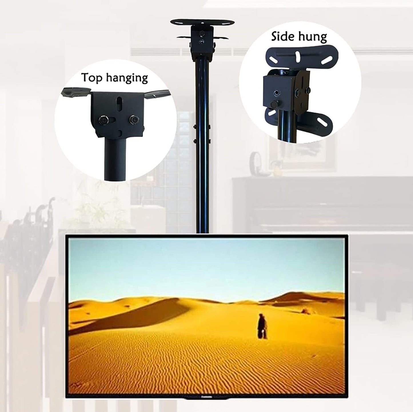 Ceiling TV Mount Bracket, Adjustable Tilt Swivel TV Wall Mount for 17-32 Inch TVs, Height Adjustable, Max Load 30kg, 1.6-1.9m