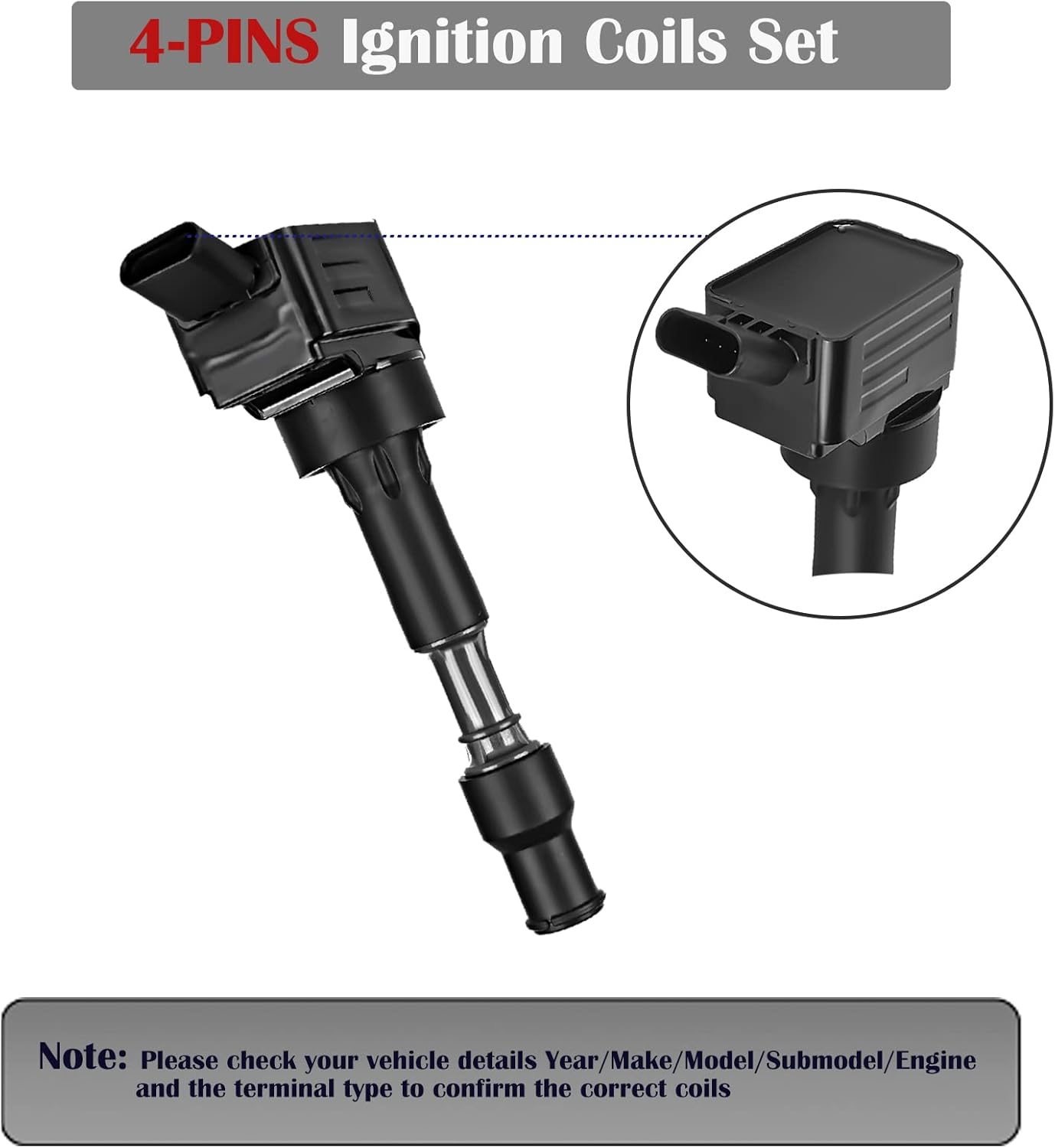 Set of 4 Ignition Coil Pack Fits for Hyundai Elantra Veloster Sonata Kia Forte Optima Soul 2017 2018 2019 2020 2.0 L4 Coil Packs Replaces# UF816