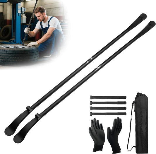 2PCS Tire Iron Bar Set - 34645 Tire Mounting & Demounting Tools for Tubeless Tires | Heavy Duty Tire Spoon, Tire Tools for Changing Tires | Fits Auto, Truck (38 in, 3/4 in, Black)