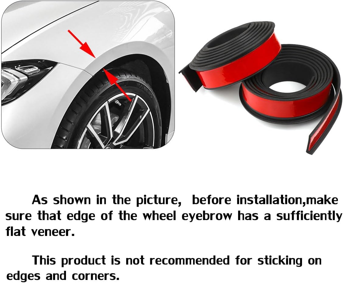 XmuxHai 2.17In(5.5CM)*11.5FT*2PCS Car Wheel Eyebrow Arch Trim Lips Strip Fender Flare Protector Universal Rubber Wheel Eyebrow Protector for Car and Truck Fender Flare Edge Trim (5.5CM)