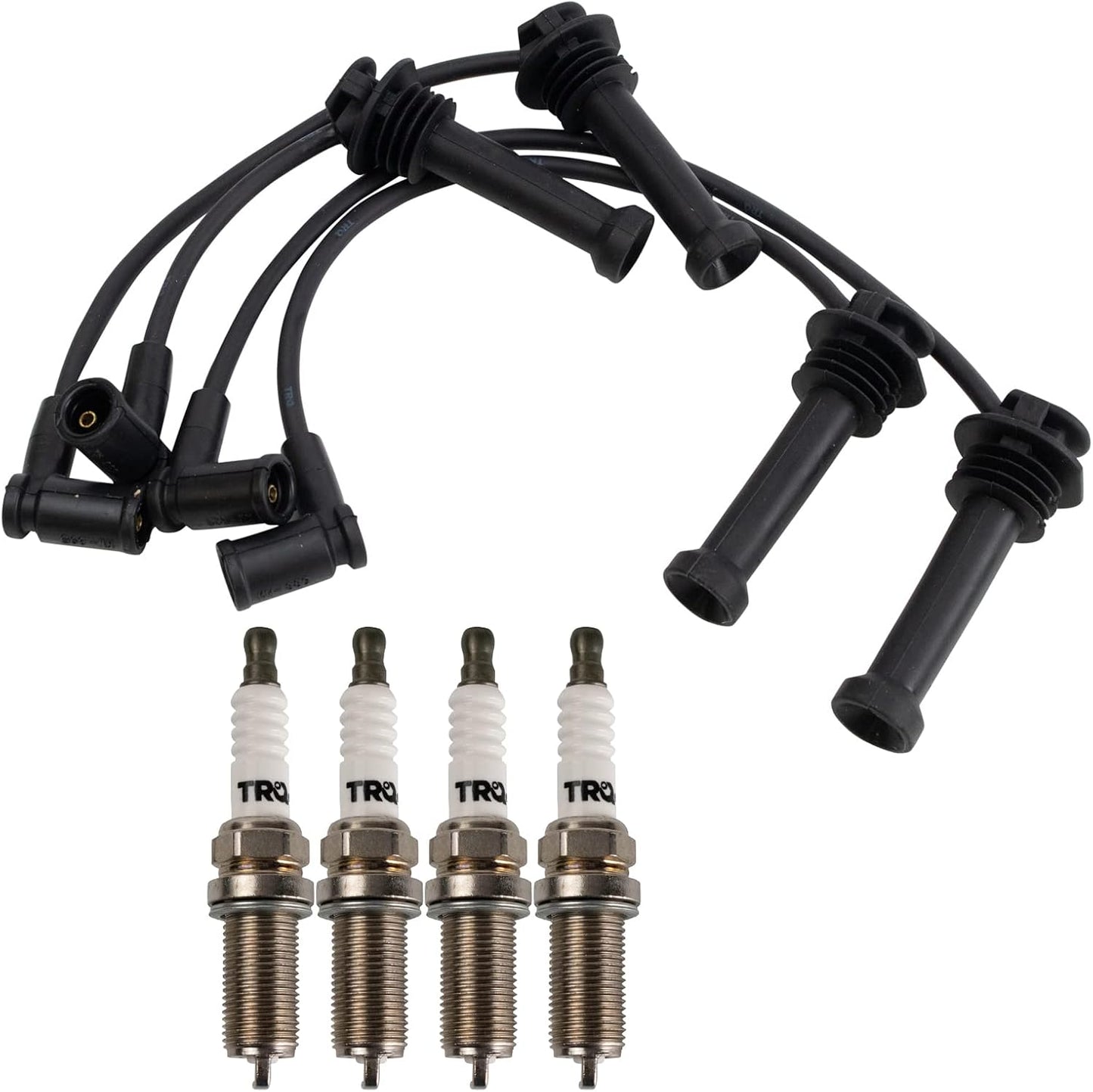 TRQ Ignition Kit Spark Plugs Wire Set Compatible with 2011-2019 Ford Fiesta