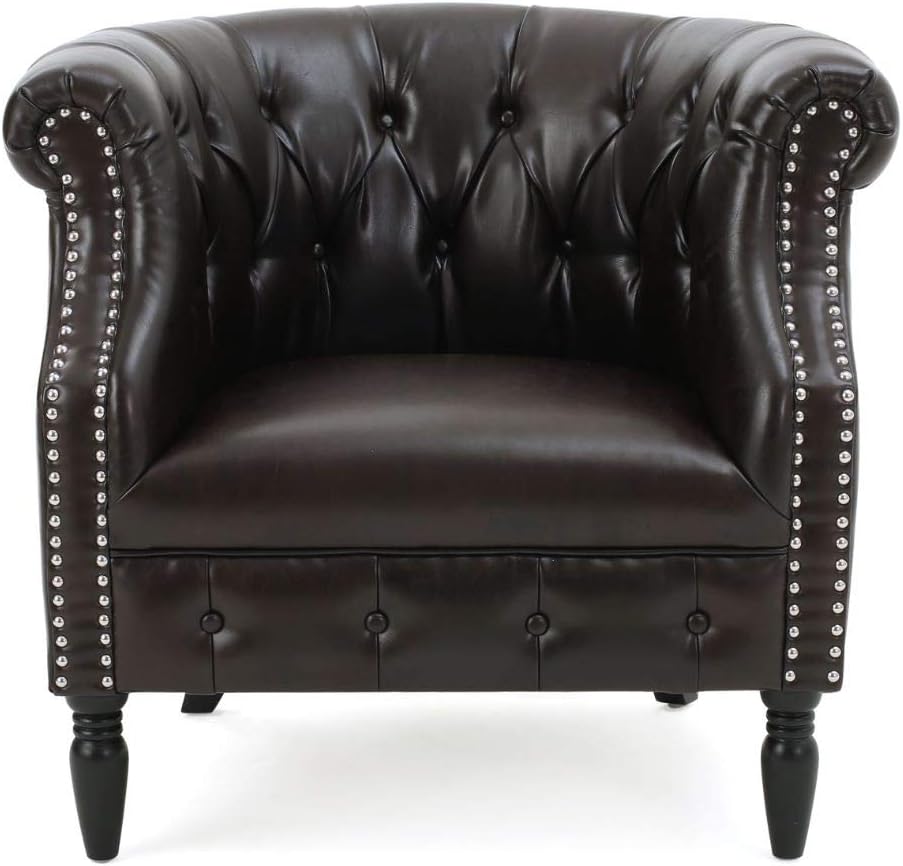 Christopher Knight Home Akira Leather Club Chair, Brown