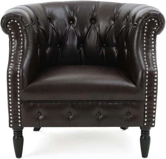 Christopher Knight Home Akira Leather Club Chair, Brown