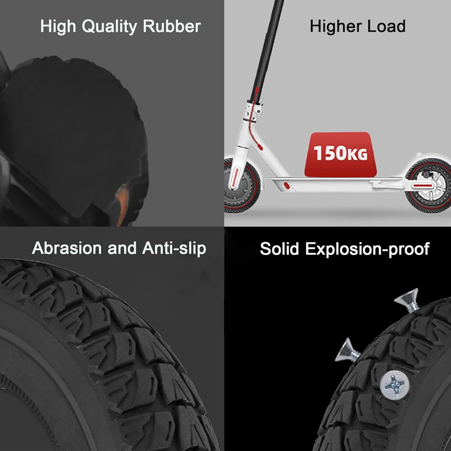 2PCS 10x2.5 Inch Solid Tires, 60/70-6.5 Tire Replacement for Segway Ninebot Max G30 G30P G30LP Max G2 /Hiboy S2 MAX Electric Scooter, 10x2.50-6.5 10 Inch Off Road Front RearTubeless Tire Wheel