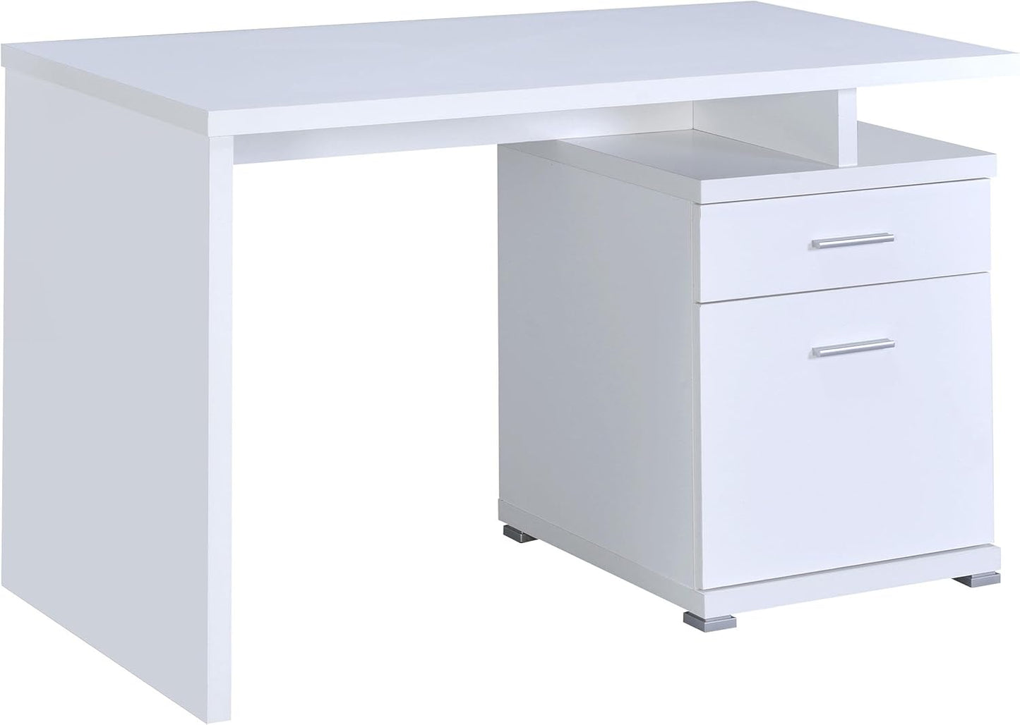 Coaster Home Furnishings - Irving - Engineered Wood - 2-Drawer Computer Desk with File Cabinet, Rectangular Desk with Smooth Top, and Plastic Glides - Home Office - 47-Inch - White - 800110