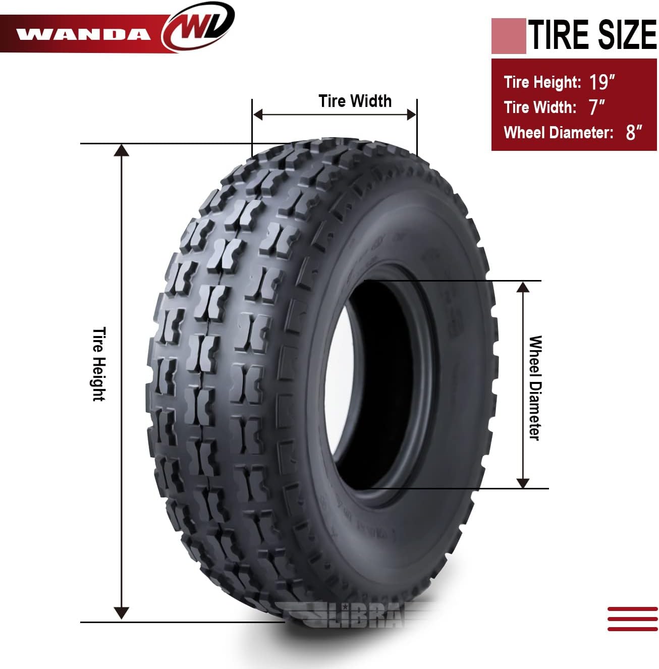 WANDA One New Sport ATV Tires 19X7-8 4PR - 10035