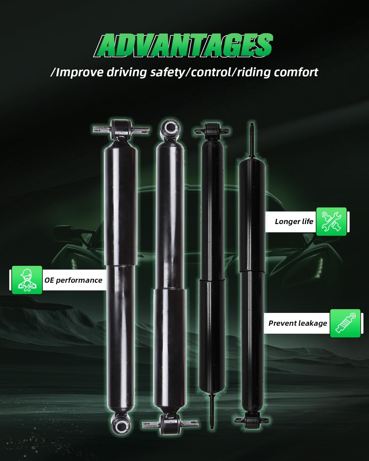 SCITOO Front & Rear (4 Pcs) Shocks for Jeep, Shocks Absorbers Fits 1991-2001 for Jeep for Cherokee with 37027 37083 344089 344088 Shocks and Struts Auto Shocks