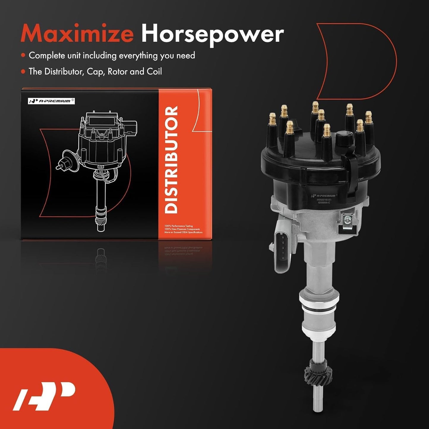 A-Premium Ignition Distributor with Cap and Rotor Compatible with Ford F-150 F-250 1985-1991, Bronco 1985-1991, E-150 Econoline, E-150 Econoline Club Wagon, E-250 Econoline 1986-1991, LTD 1986, 5.0L