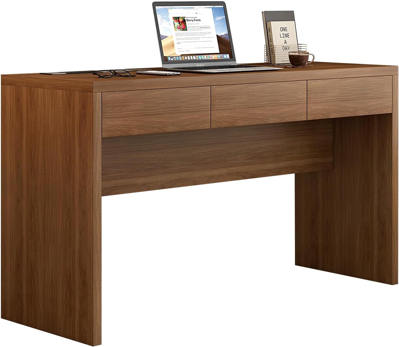 White Computer and Gaming Desk with Drawers.Home Office desks for Bedroom.Wooden Kids' Writing Table.Three-Layer Lacquered Thick Wooden Board Work Desk That can be Used as a Vanity(Z-101)