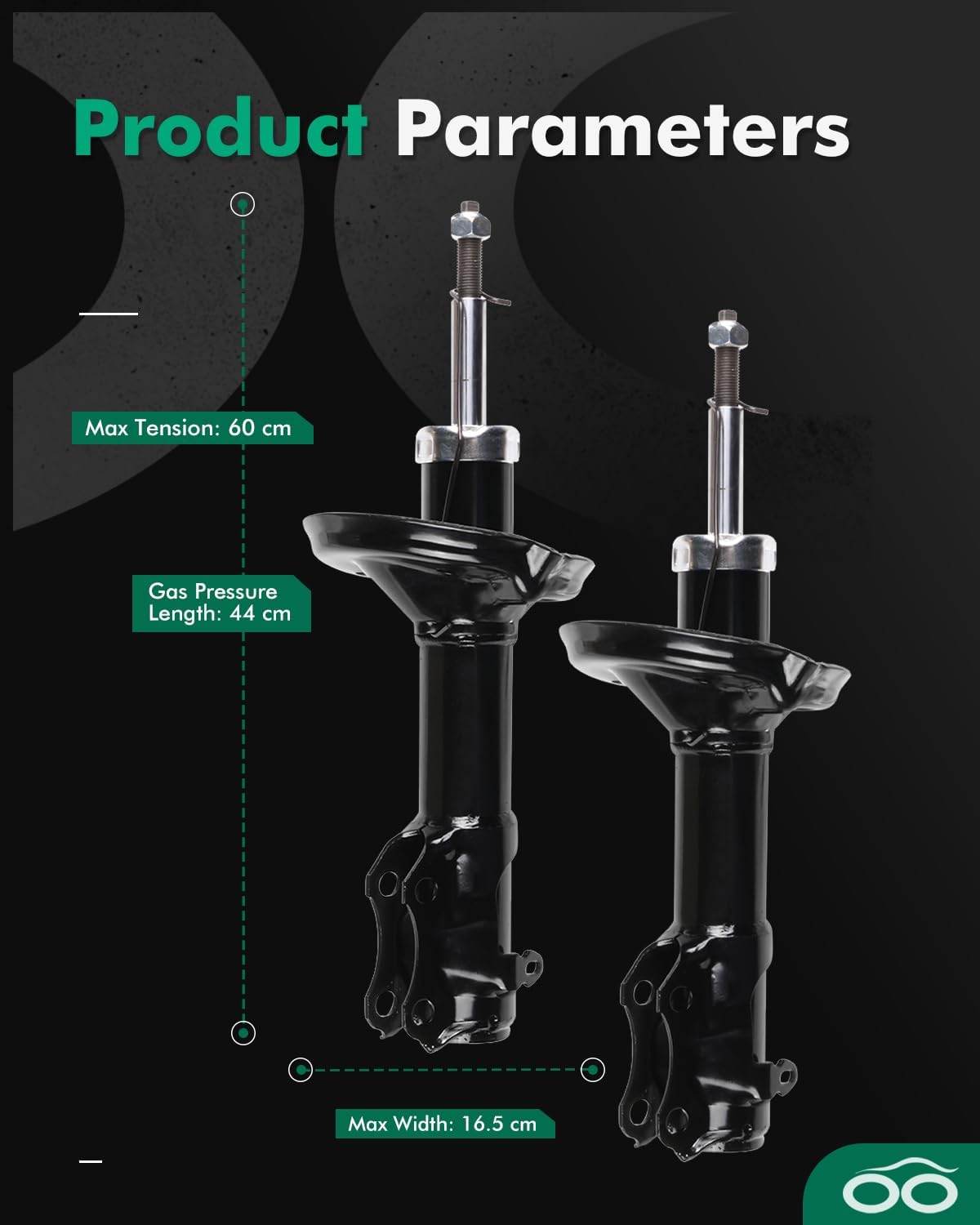 SCITOO Front Shock Absorbers Fits For VW Cabrio 1995-2002,For VW Golf 1985-1988 1990-1999,For VW Jetta 1985-1987 1989-1999 Auto Shocks 235614 (2Pcs)