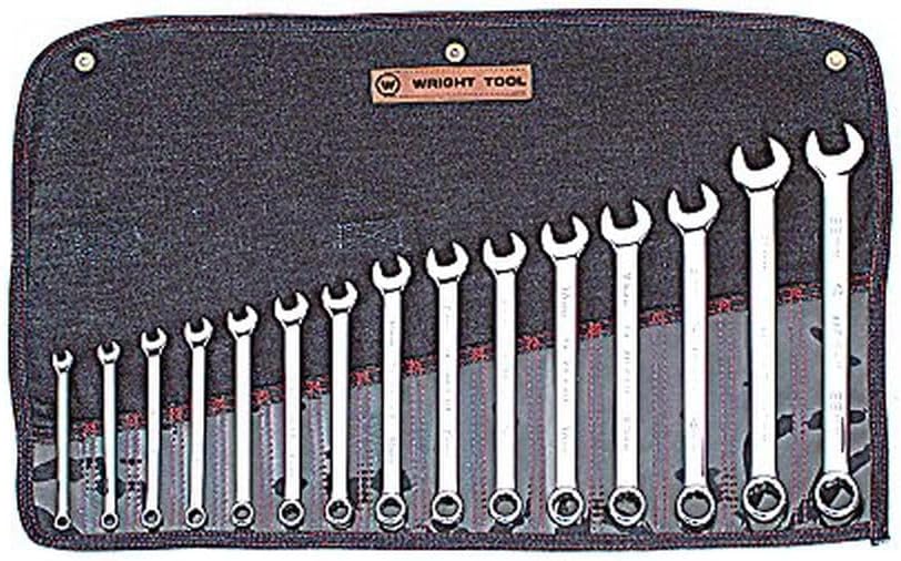 Wright Tool 952 Full Polish Metric 12 Point Combination Wrench Set, 7mm-22mm (15-Piece) Silver