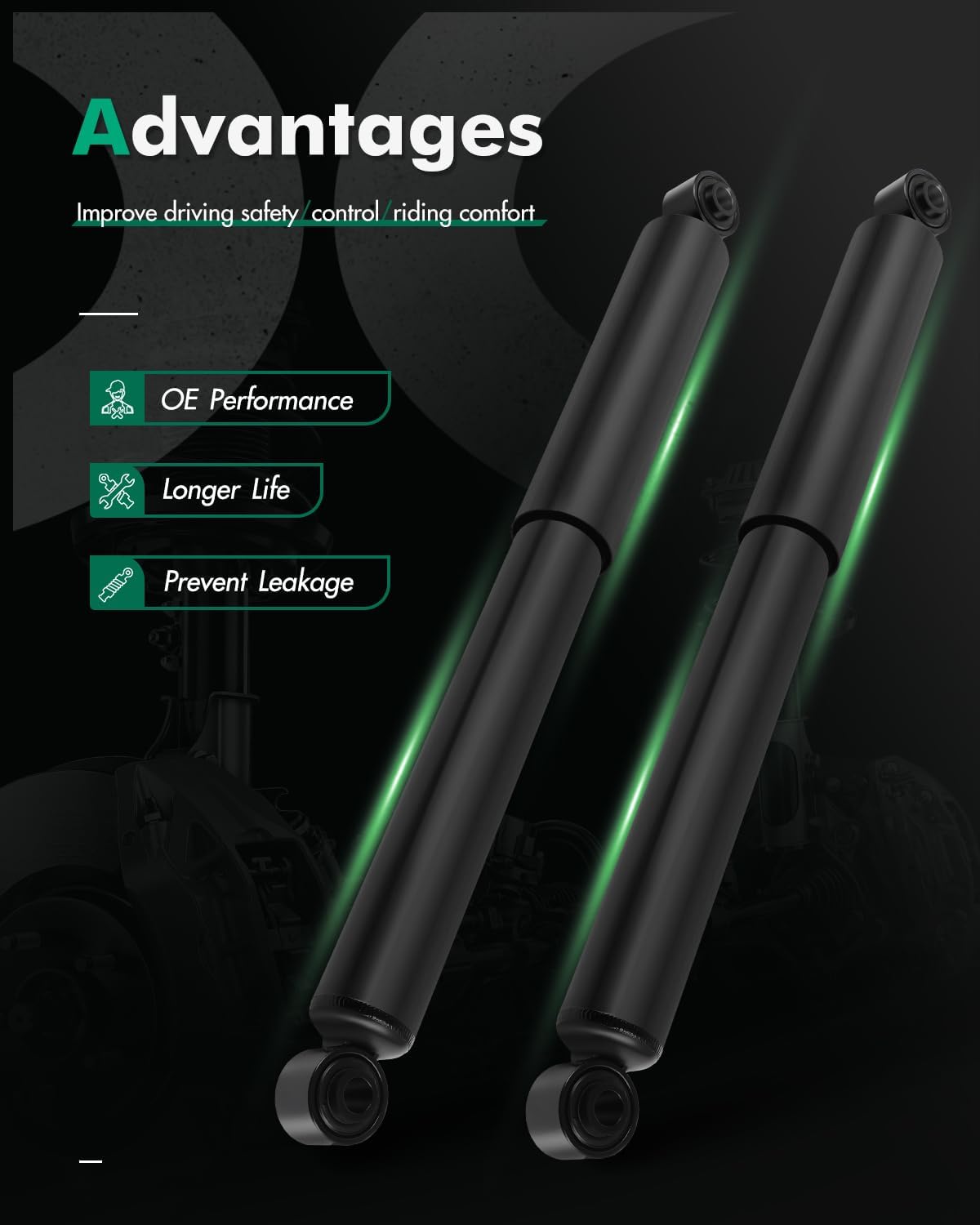 SCITOO - Rear Shock Absorbers for Chevy Fits 2002-2014 for Cadillac Escalade/ESV,2000-2014 for Chevy Suburban 1500,2000-2019 for Chevy Tahoe,2000-2019 for GMC Yukon Shocks Shocks Struts - 2Pc Set