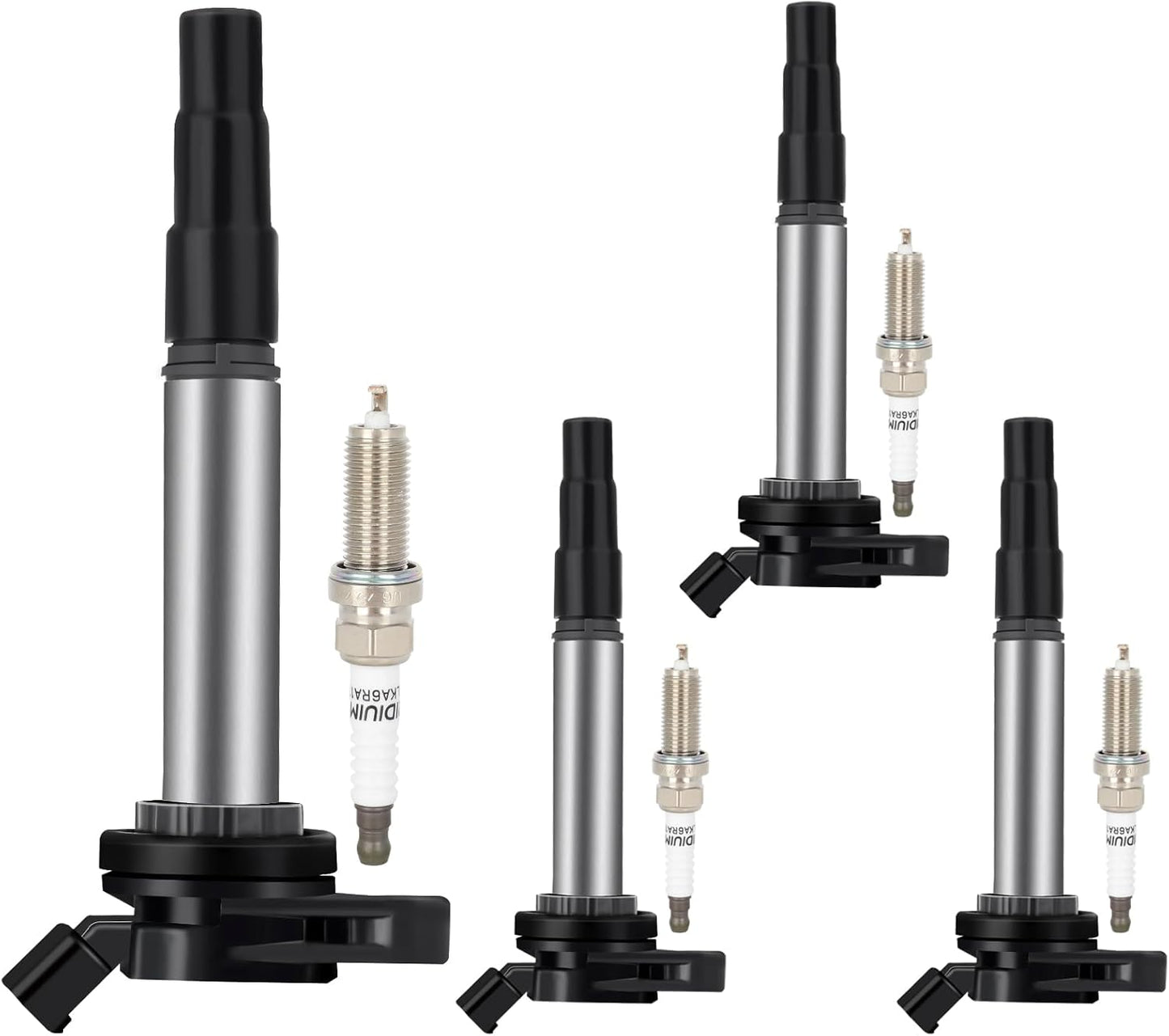 SCITOO ignition coils 4+Spark Plugs 4 4pcs Replacement for P-assat 1.8L 2001-2005,for J-etta 1.8L 2001 2002 2003 2004 2005,for A-udi A4 1.8L 2001-2007 Replace UF411 UF-437, UF-580, CO044