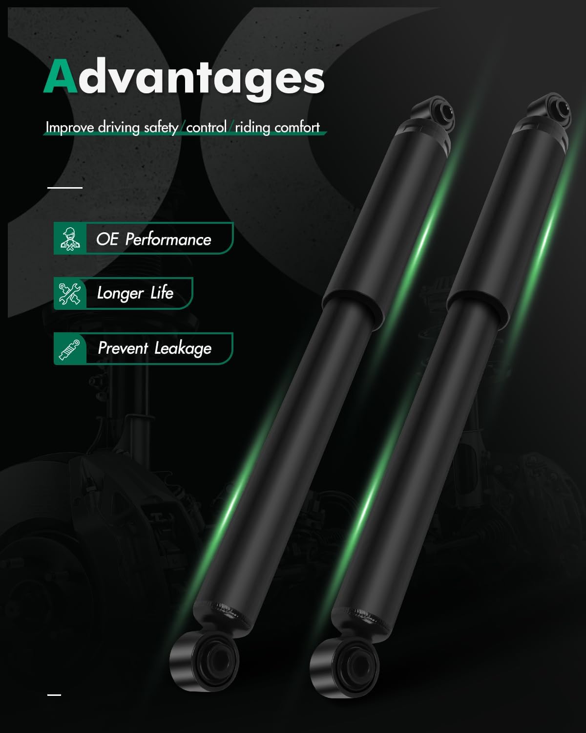 SCITOO Rear Shocks Set of 2 for Silverado 1500, Shocks Absorbers and Struts Fits 07 08 09 10 11 12 13 14 15 for Chevy Silverado 1500,07 08 09 10 11 12 13 14 15 for GMC Sierra 1500 Amortiguadores