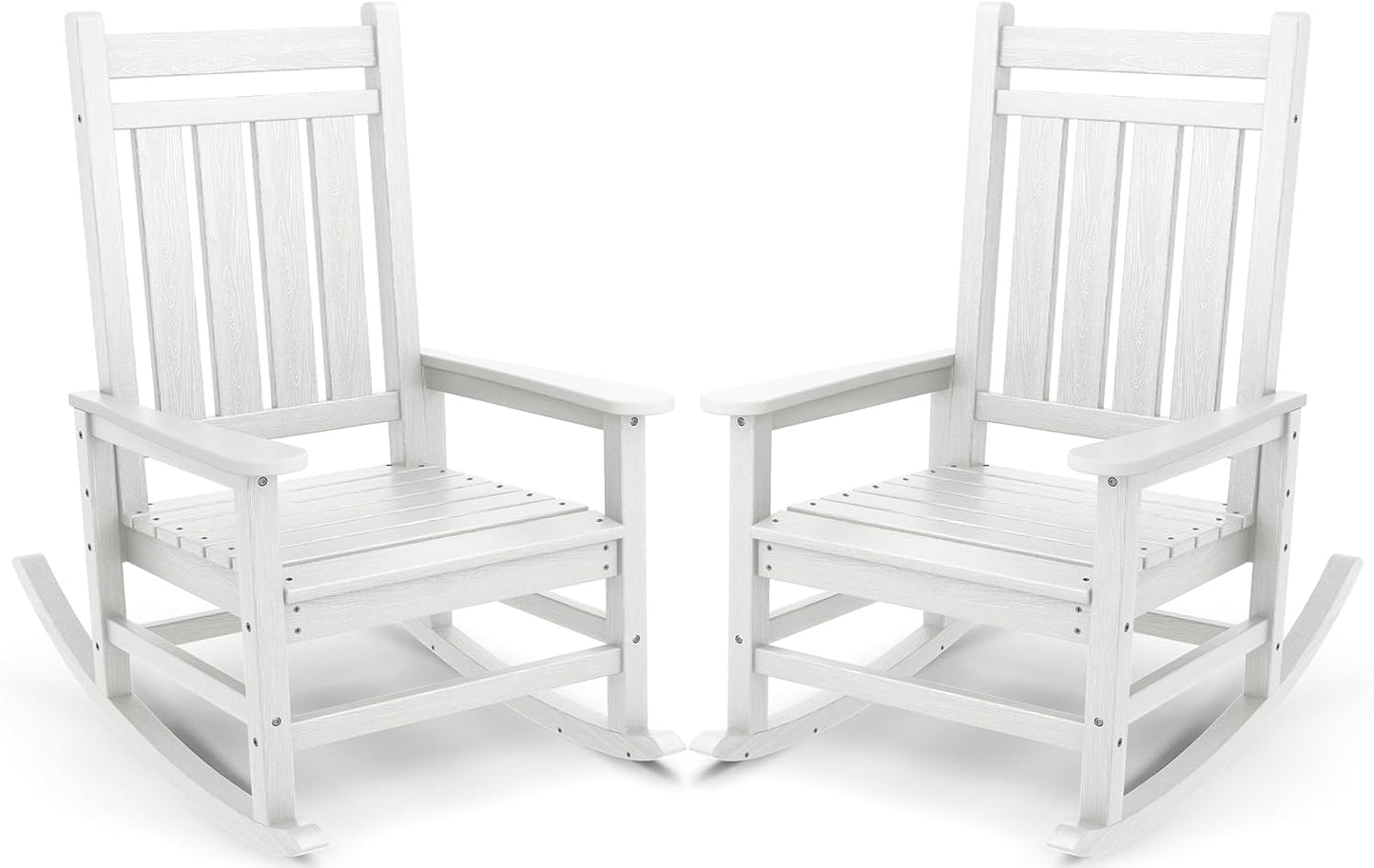 SERWALL Oversized Outdoor Rocking Chair Set of 4, HDPE Rocker for Adults, Patio Rocking Chairs for Porch, Black