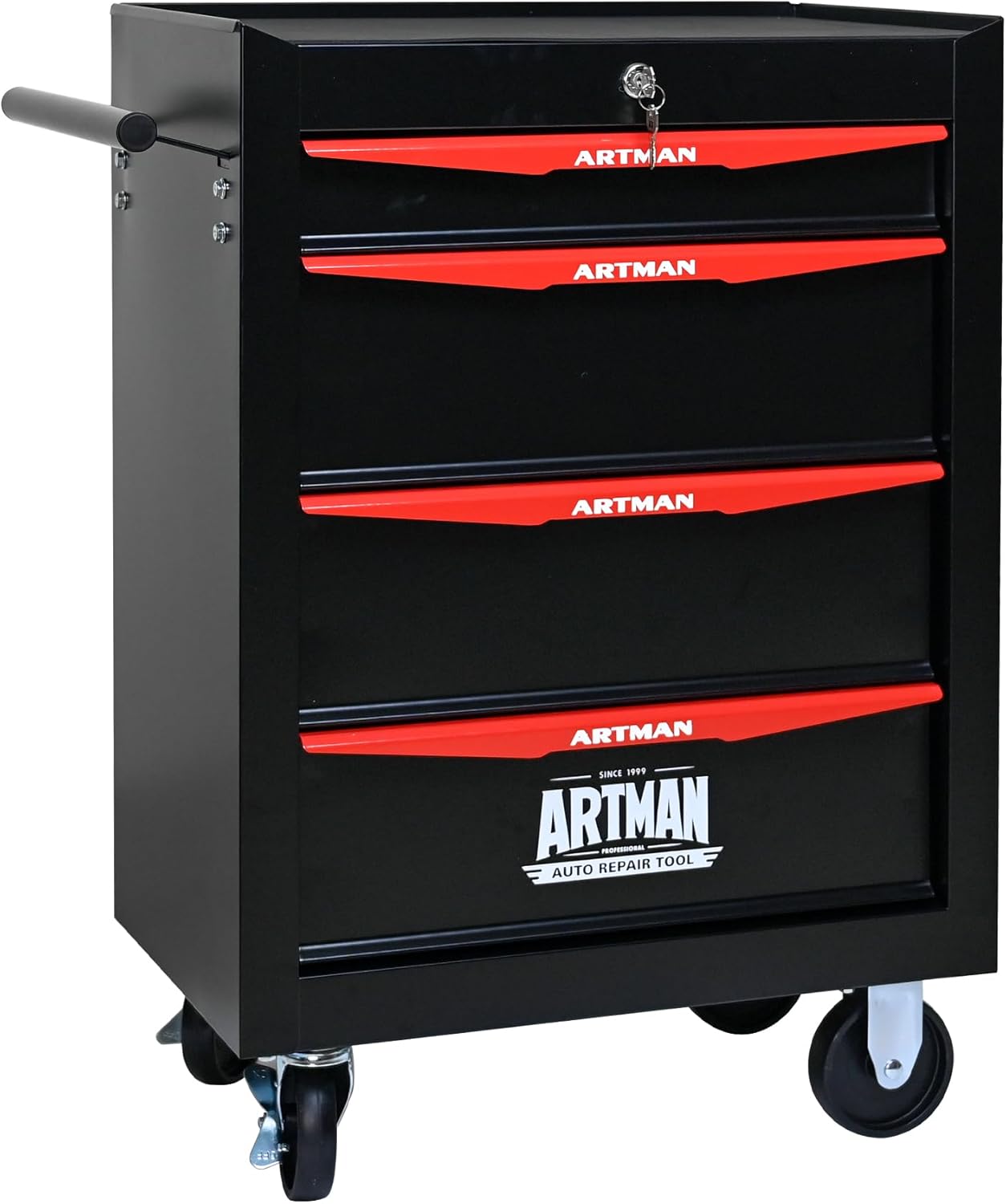 Rolling Tool Box with Wheels, Mechanics Tool Chest with 7 Drawers, Tool Box Organizer with 7 Tool Storage Boxes, Lockable Tool Storage Cabinet for Home Garage Workshop Warehouse Repair Shop, Black