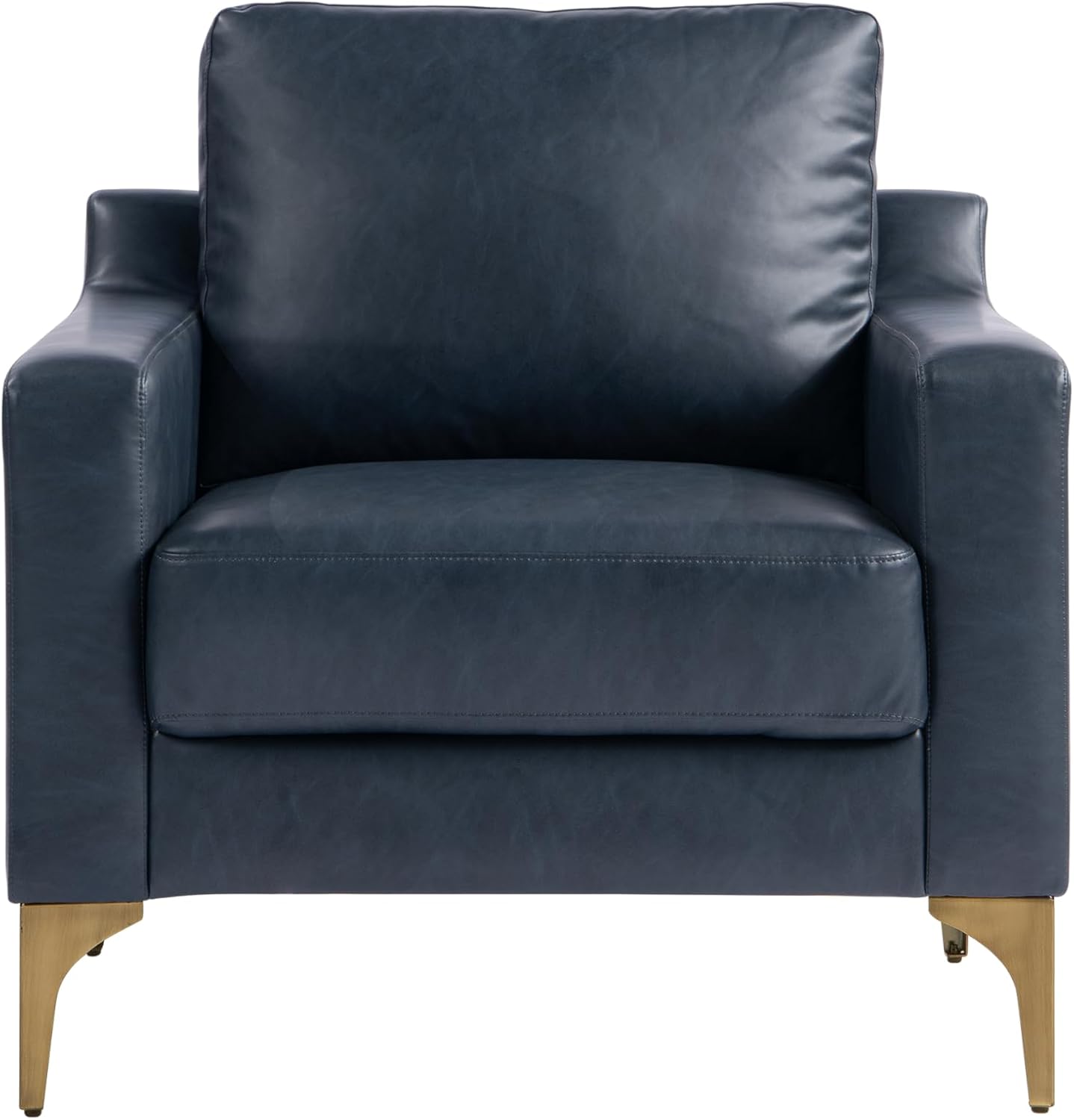 Serta Triton 33.5" Arm Chair, Transitional Modern, Dreamcoil Comfort, Metal Legs, Vegan Leather, Navy Blue