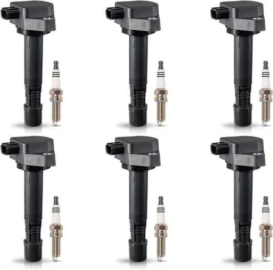 Set of 6 UF624 Ignition Coil Pack and 93175 Iridium Spark Plug Compatible with Honda Odyssey Accord Crosstour Pilot Ridgeline Acura RL TL TSX 3.5L V6 2008 2009 2010 2011 2012 2013 2014 2015 2016 2017