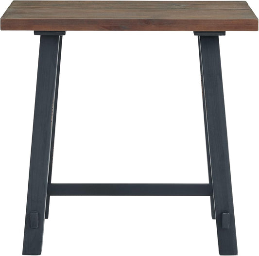 Adam 32 in. Solid Pine Wood Desk, Rustic Industrial Style, Distressed Black Sawhorse Legs, Compact Office Desk, Natural Wood Characteristics, 32 in. W x 21 in. D x 30 in. H, Ideal for Home Office