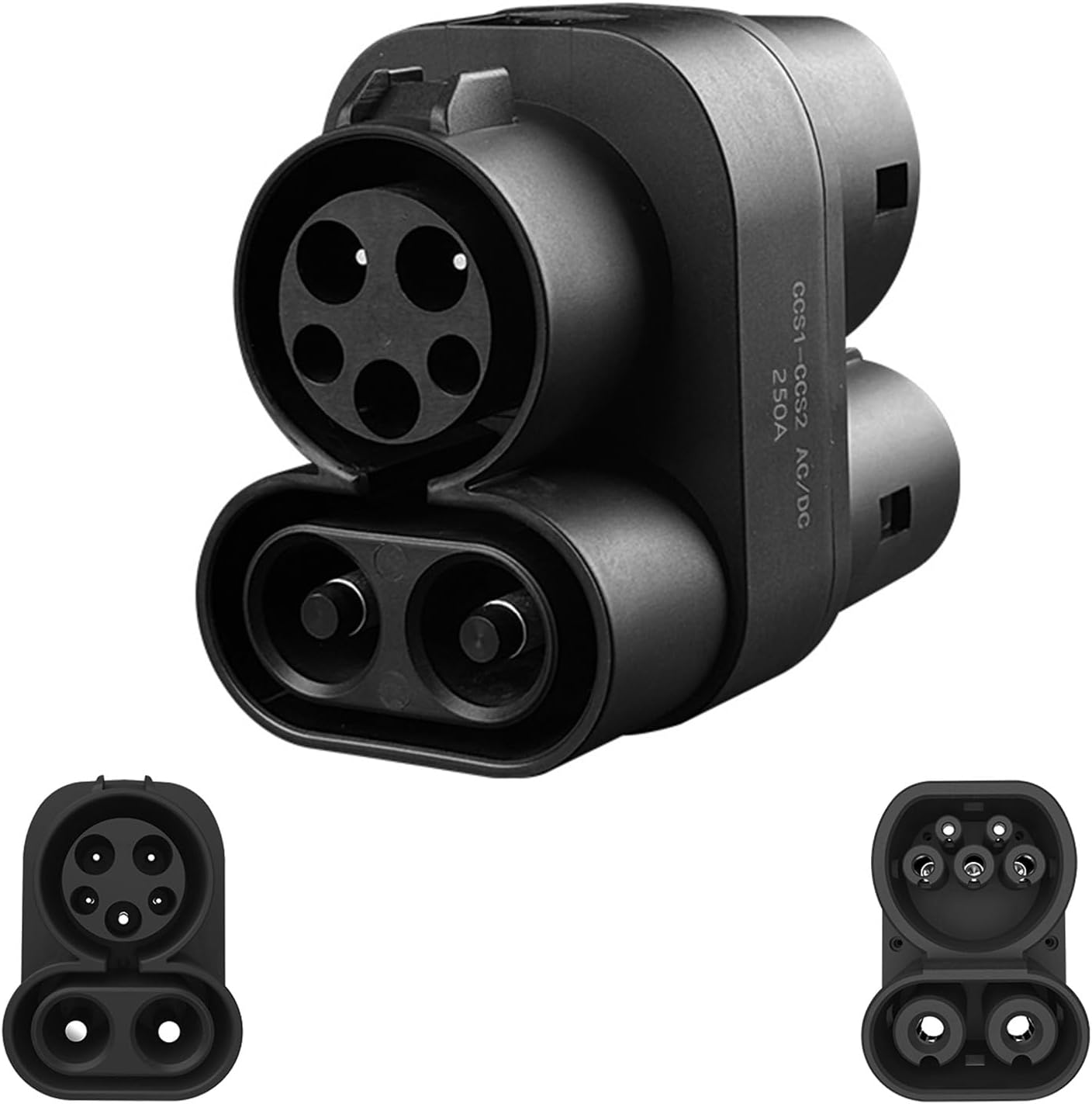 CCS1 to CCS2 Adapter EV Charger Adpater DC 1000V 250A and AC 32A EV Charger Connector Black Type 1 to Type 2 Adapter SAE j1772 to IEC62196