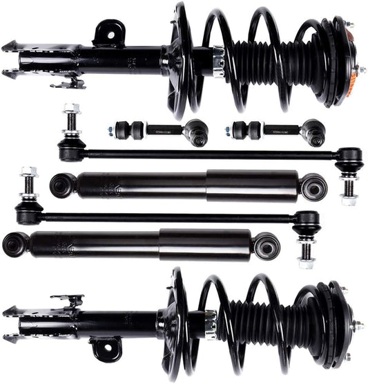 cciyu Complete Suspension Kit Fits 2006 2007 2008 2009 2010 2011 2012 for Toyota RAV4 Includes Front Strut Spring Assembly Rear shock absorber Stabilizer Bar Link
