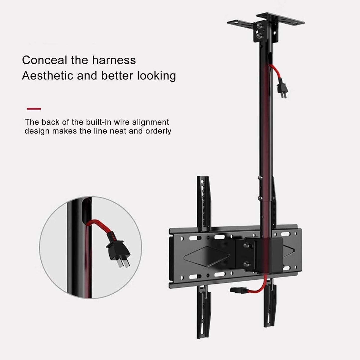 360 Deg Rotation Tilt Swivel TV Mount, Ceiling TV Mount, Fits 26-60 Inch TVs, VESA Max 400x400mm, Load 50Kg/110Lbs(4M)