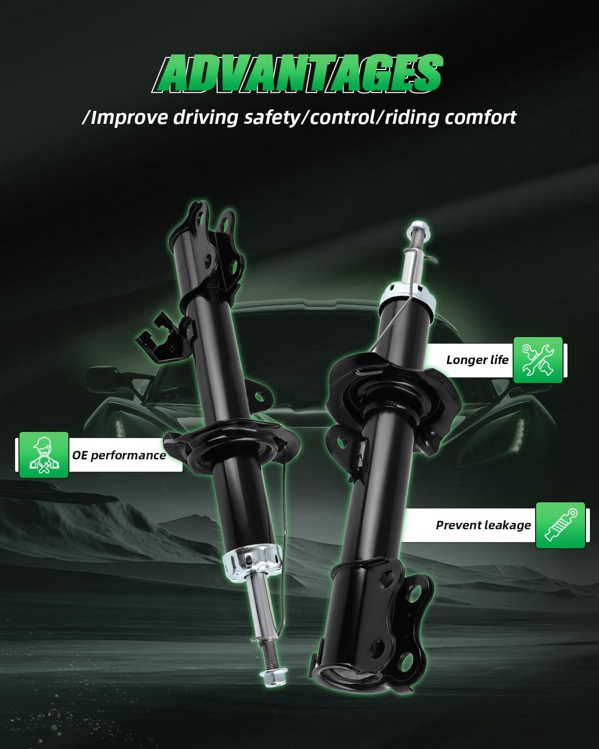 SCITOO Front Pair Shock Absorbers Struts Compatible with 2012-2019 for Nissan for Versa, 2014-2019 for Nissan for Versa Note, Replace 332152 71059 332153 71060 Automotive Shocks