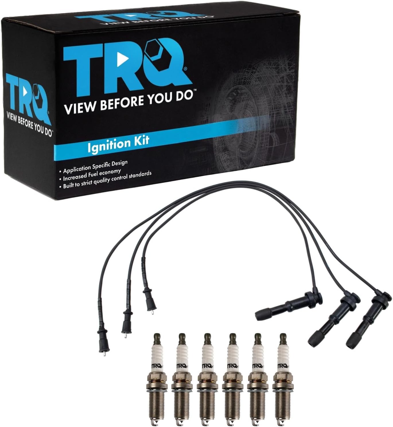 TRQ Ignition Kit Spark Plugs Wire Set Compatible with 2011-2019 Ford Fiesta