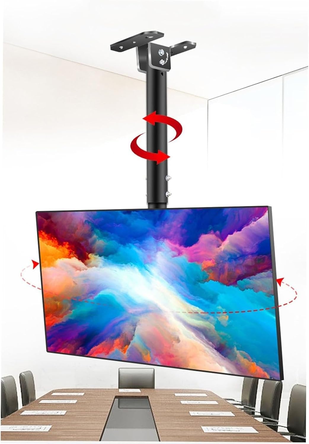 Ceiling TV Mount Bracket - Adjustable TV Ceiling Mount, Tiltable and Rotating TV Stand, Suitable for 39-85 Inch TVs, with A Load of 176 Pounds TV Mount, Max 600 X 400mm,