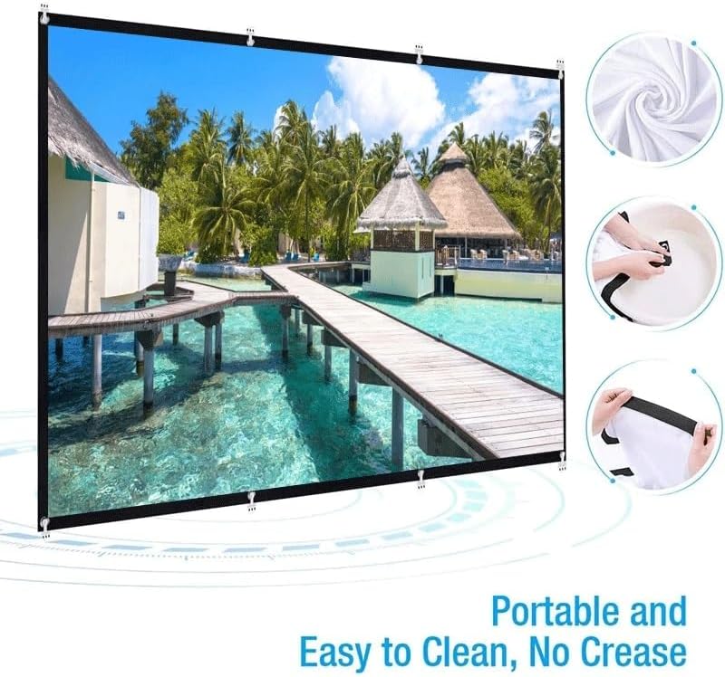 ZHCHAO Adhesive Wall without Punching Screen Cinema Grade Washable Foldable Projection Screen(120 inch)